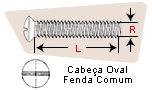 Parafuso cabeça oval fenda comum