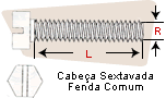 Parafuso cabeça sextavada fenda comum